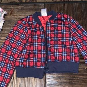Plaid Girl’s Red Bomber Jacket - Wonder Nation